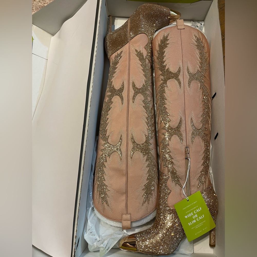 Gianni bini Rhinestone knee high boots sz 8 brand new